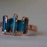 Indicolite Tourmaline Stepping Stones Ring