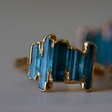 Indicolite Tourmaline Stepping Stones Ring