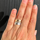 The Moissanite Stack (Hammered & floral bands)