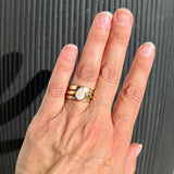 The Moissanite Stack (Hammered & floral bands)