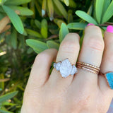 Large Stone Diamond Quartz Ring
