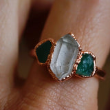 Diamond Quartz and Emerald Ring