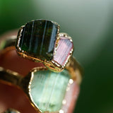 Green & Pink Tourmaline Ring