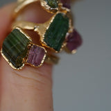 Green & Pink Tourmaline Ring