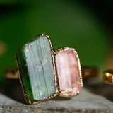 Green & Pink Tourmaline Ring