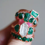Diamond Quartz and Emerald Ring